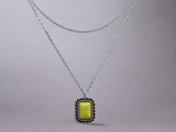 Sunshine Duet: Silver Double Strand Necklace with Yellow Stone Pendant