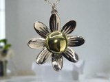 Silver Blossom: Stainless Steel Link Chain Necklace with Flower Pendant