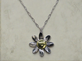 Silver Blossom: Stainless Steel Link Chain Necklace with Flower Pendant