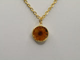 Sunlit Bloom: 18K Gold Necklace with Orange Flower Pendant