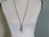 Pink Elegance: 30" Antique Gold Chain Necklace