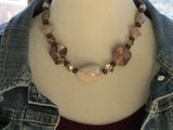 Antique Pearl Elegance: Bronze and Antique Gold Necklace
