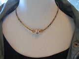 Autumn Blooms: 15" Choker Necklace with Glass Flower Pendant