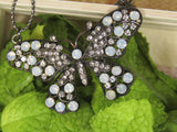 Fluttering Glamour: Rhinestone and Pearl Butterfly Necklace