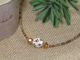 Autumn Blooms: 15" Choker Necklace with Glass Flower Pendant