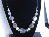 Twilight Shimmer: Smoky Black and Pewter Beaded Necklace