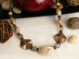 Antique Pearl Elegance: Bronze and Antique Gold Necklace