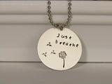 Tranquil Whispers: Just Breathe Silver Necklace
