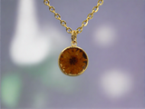 Sunlit Bloom: 18K Gold Necklace with Orange Flower Pendant