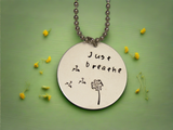 Tranquil Whispers: Just Breathe Silver Necklace