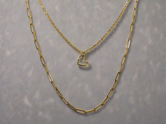 Golden Fusion: Double Strand Chain Link Necklace