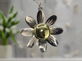 Silver Blossom: Stainless Steel Link Chain Necklace with Flower Pendant