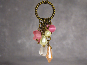 Pink Elegance: 30" Antique Gold Chain Necklace