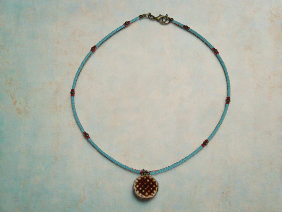 Turquoise Sunset: Beaded Turquoise and Red Necklace