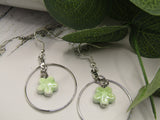 Round Silver Earrings with Dangle Flowers