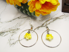 Silver and Yellow Flower Earrings