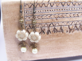 Antique gold flower and pearl earrings