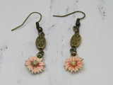 White, Yellow or Coral Daisy Dangle Earrings