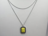 Sunshine Duet: Silver Double Strand Necklace with Yellow Stone Pendant