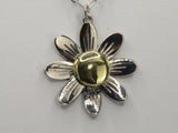 Silver Blossom: Stainless Steel Link Chain Necklace with Flower Pendant
