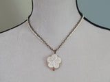 Antique Gold Necklace with Pearl Flower Pendant