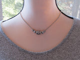 Silver Ball Chain Necklace with Metal Flower Barrel Beads