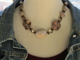 Bronze and Antique Gold Gemstone Necklace