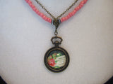 Vintage Inspired Coral Flower Pendant Necklace