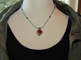 Turquoise Sunset: Beaded Turquoise and Red Necklace