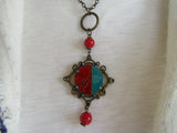 Bold Red/Turquoise Pendant Necklace