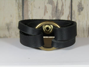O Ring Leather Bracelet Black/Brown