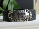 Black Leather "Choose Joy" snap on Bracelet