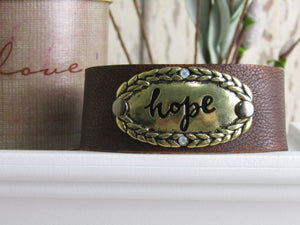Brown Soft Leather "Hope" Bracelet