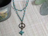 Turquoise Double Strand Peace Necklace