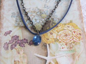 Vintage Antique Gold and Navy Necklace