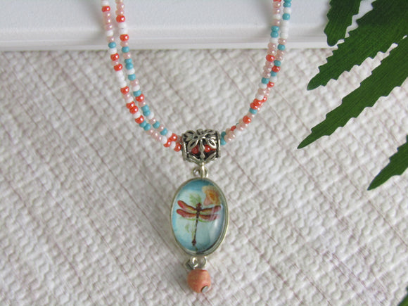 Dainty Colorful Dragonfly Necklace