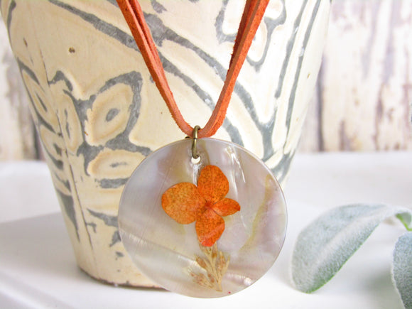 Brilliant Orange Flower Pendant Necklace 16