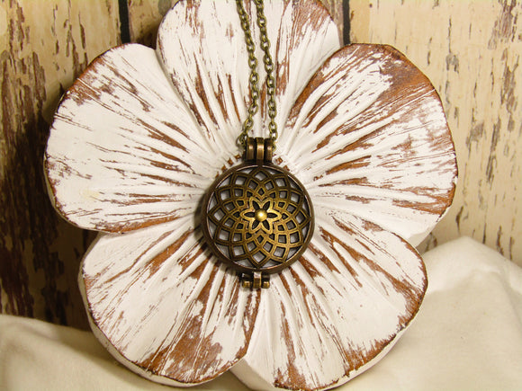 Gold Flower Diffuser Necklace