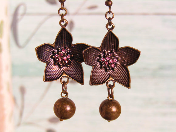 Bronze Flower Earrings