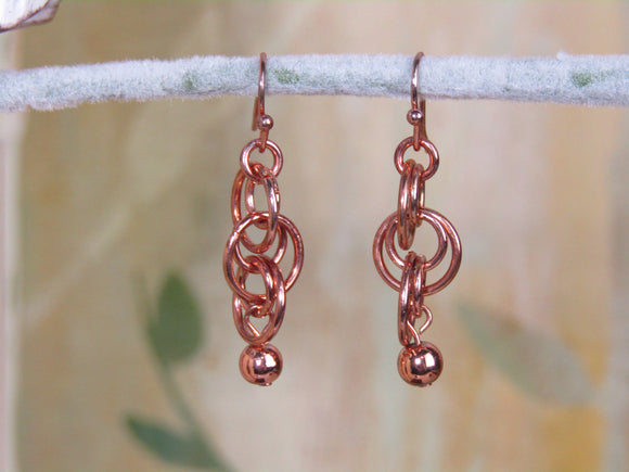Entwined Gold or Rose Gold Ring Earrings