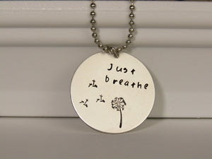Just Breathe Silver Pendant Necklace