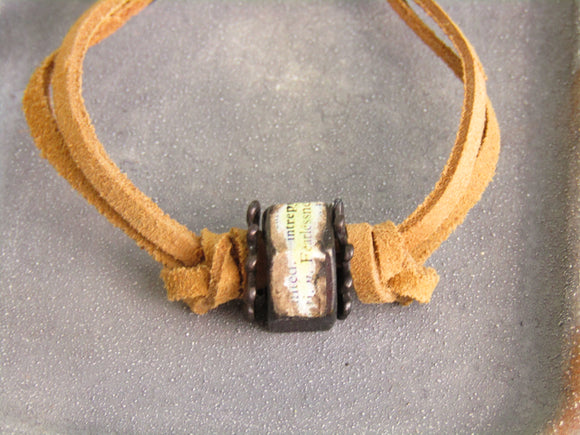 Suede Leather Bracelet with Washer Pendant