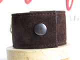 Brown Suede Cuff Bracelet with Pearl Flowers