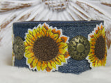 Sunflower Denim Cuff Bracelet