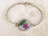 Silver Bracelets with Dried Pressed Flowers - Multiple Colors/Styles