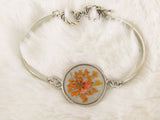 Silver Bracelets with Dried Pressed Flowers - Multiple Colors/Styles