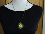 Antique Gold Necklace with Dried Sunflower Pendant