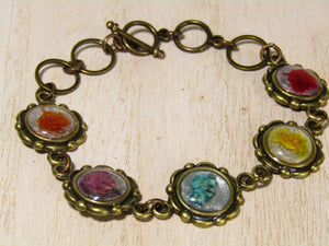 Bronze Bracelet with Multi-Colored Dried Baby's Breath