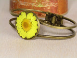 Bronze Hinged Bracelet with Sunflower