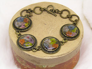 Bonze Bracelet with Miniature Dried Flowers